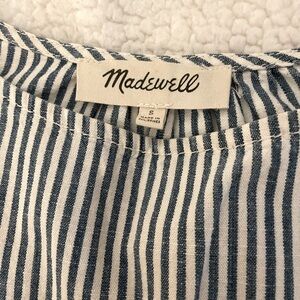 Madewell Striped Blouse. Denim & White. Size Small.
